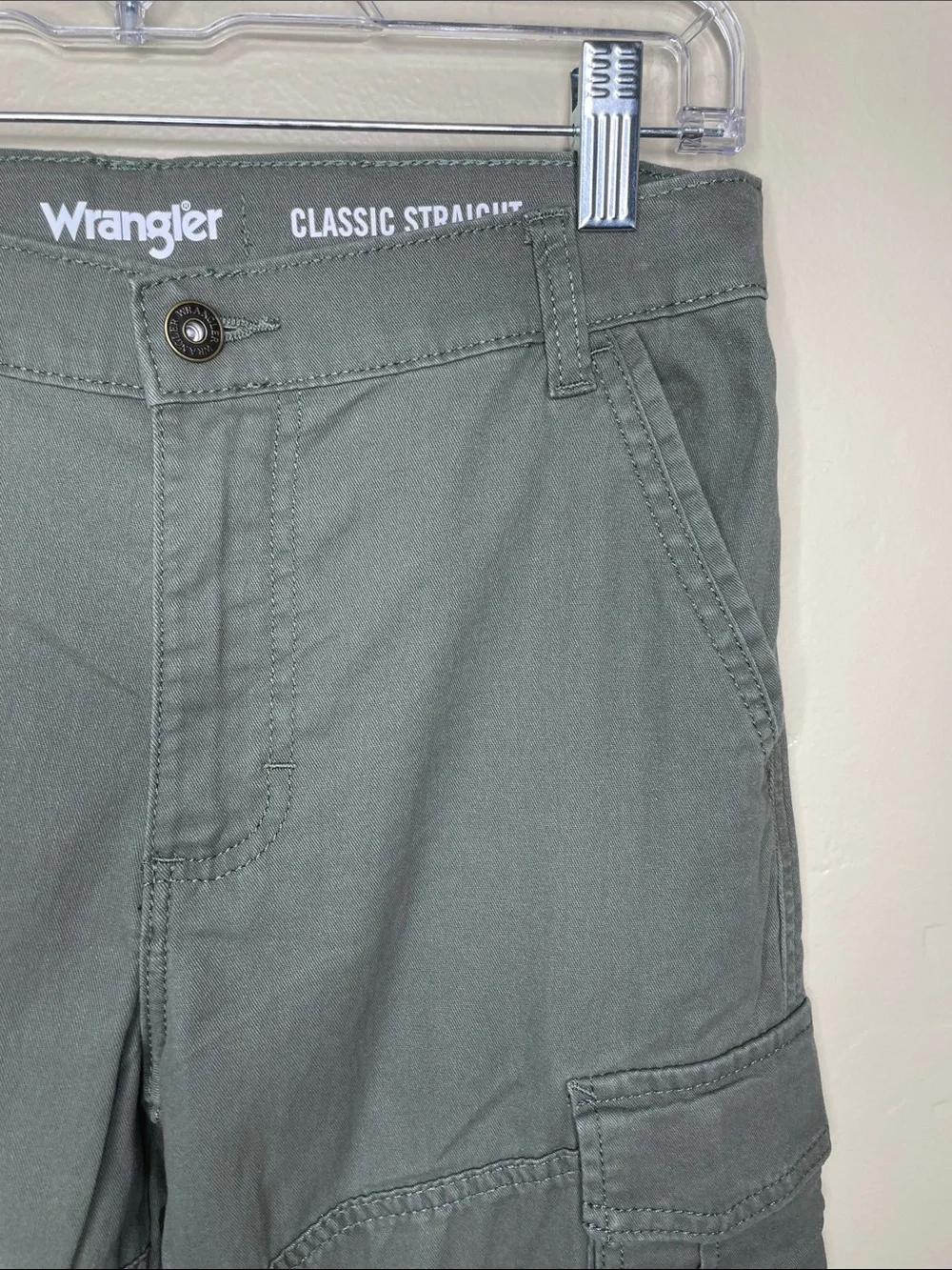 WRANGLER Boys Green Cargo Pants Adjustable Waist NWT 14 Regular